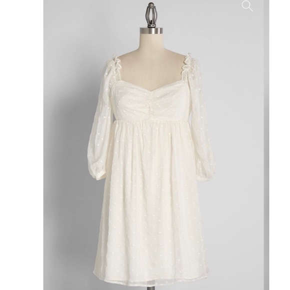 🆕 ModCloth White Babydoll Dress size Large - Picture 1 of 13